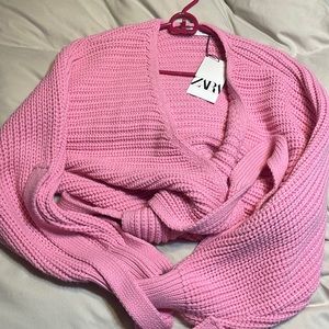 BNWT bubblegum pink zara wrap sweater